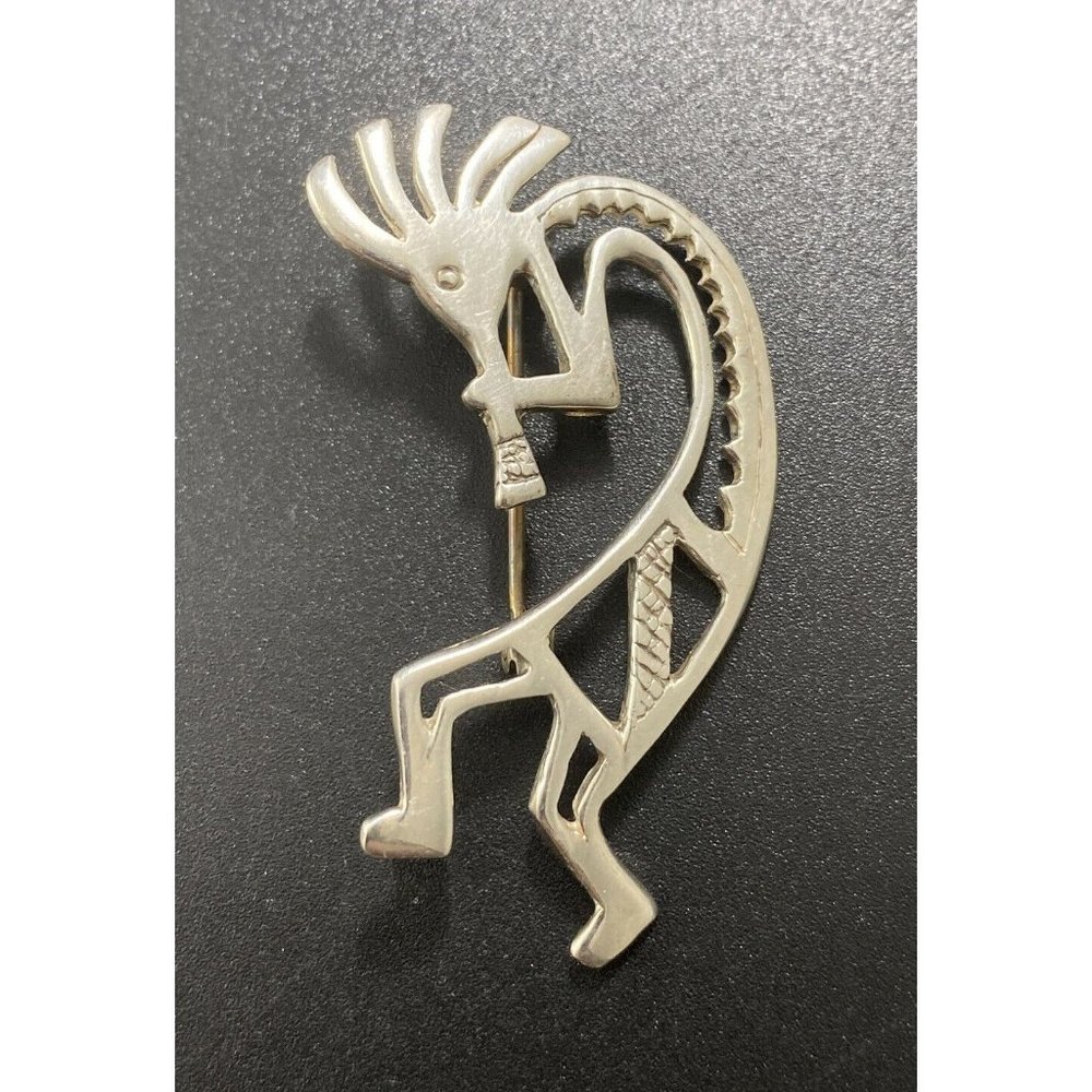 Navajo Glenn Irene Sandoval Kokopelli Dancer Brooch Sterling Silver Signed GS